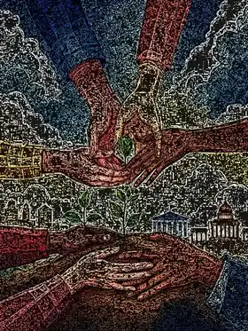 Акварельная иллюстрация граждан, участвующих в общественных процессах принятия решений